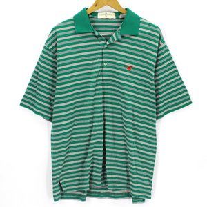 Fairway Greene Large Men's Golf Polo Stripe Shirt Green White Short Sleeve Large